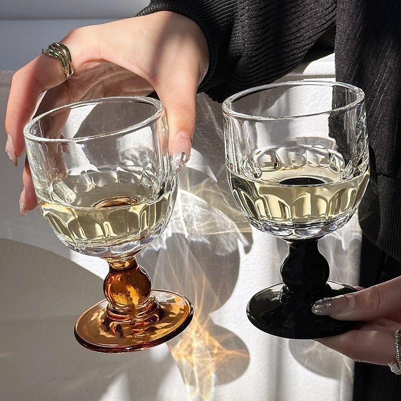 1PC Glass Cup Drinkware Medieval Goblet Premium Sense Retro Sparkling Fruit Wine Drinking Set Household Goods