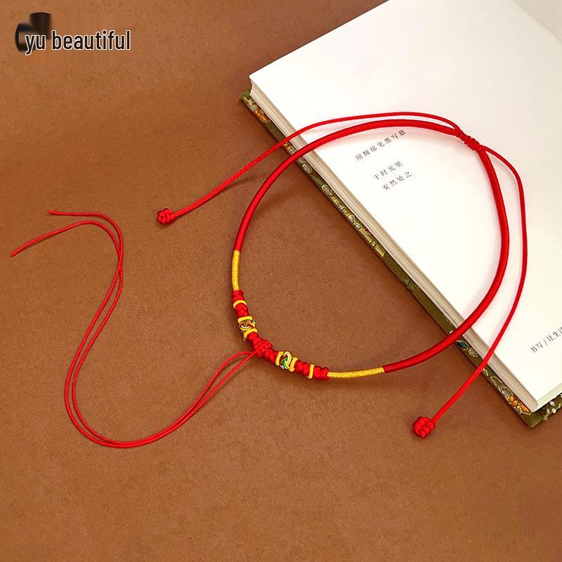 Baby Longevity Gold Lock Necklace: Red Collar Koi Design for 1st Birthday Gift