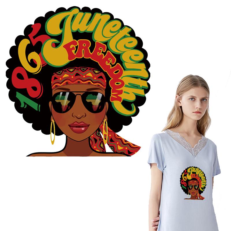 Freedom Woman Iron On Patches Thermal Press Hoodies Diy Clothes Stickers T-Shirt Heat Transfer Parches Ropa Diy Craft Supplies