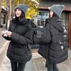Women Autumn Winter Hooded Cotton Padded Jackets with Belt Solid Female Thin Windproof Puffer Coat Loose Snow Overcoat