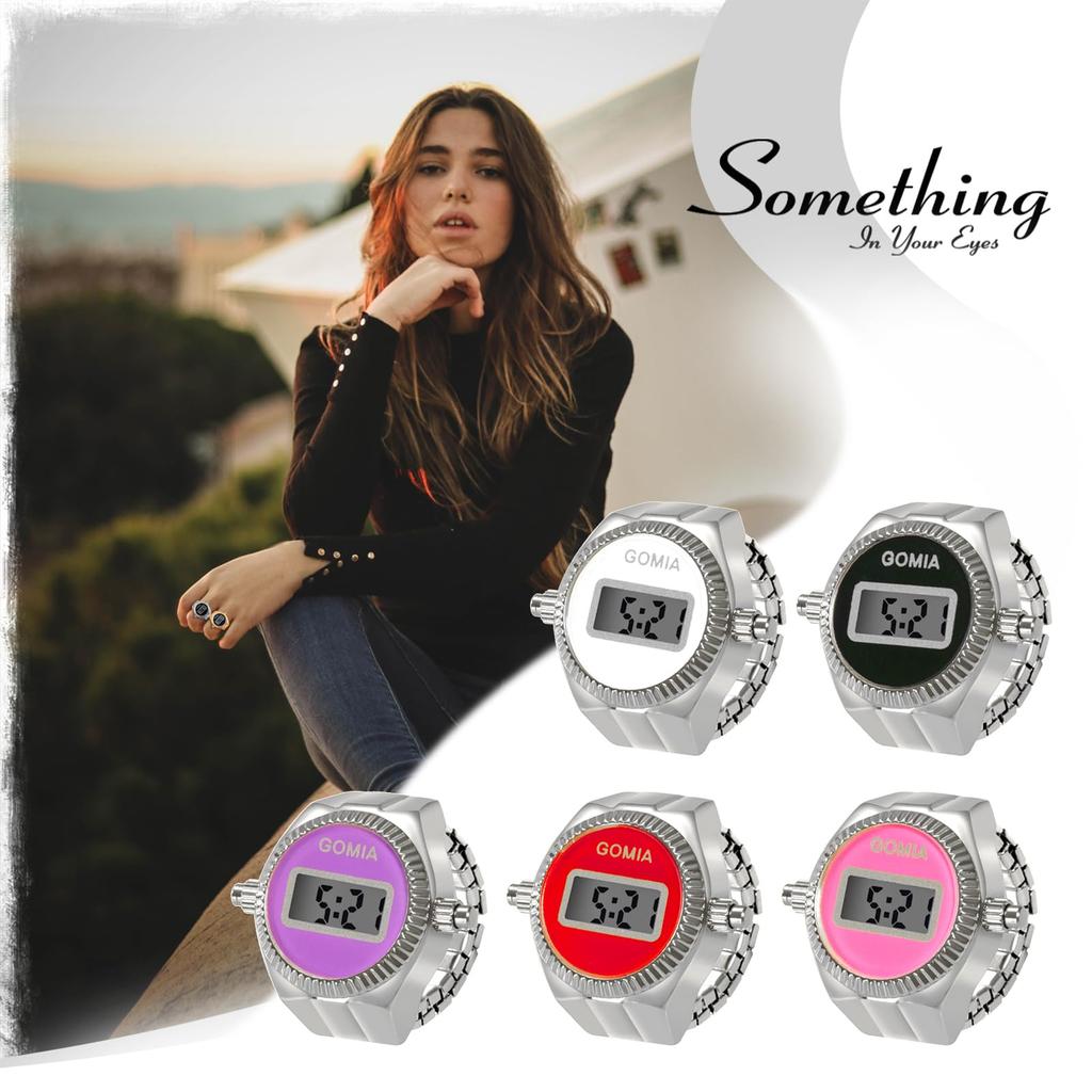 Ring Watch Digital LED Calendar Stopwatch Free Size Ring Retro Fashionable Waterproof Silver Men Women Fashion Accessory Birthday Christmas