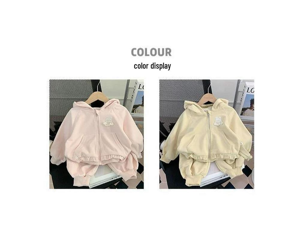 Spring 2025 Girls' Fashion Set: Toddler Sweatshirt, Jacket & Pants for Spring/Autumn