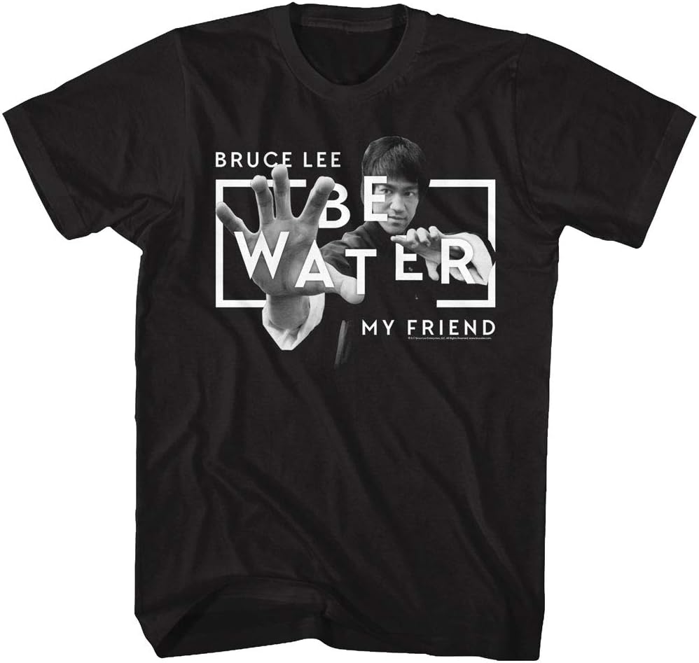 Bruce Lee Chinese Martial Arts Icon Be Water My Friend Adult T-Shirt Tee S