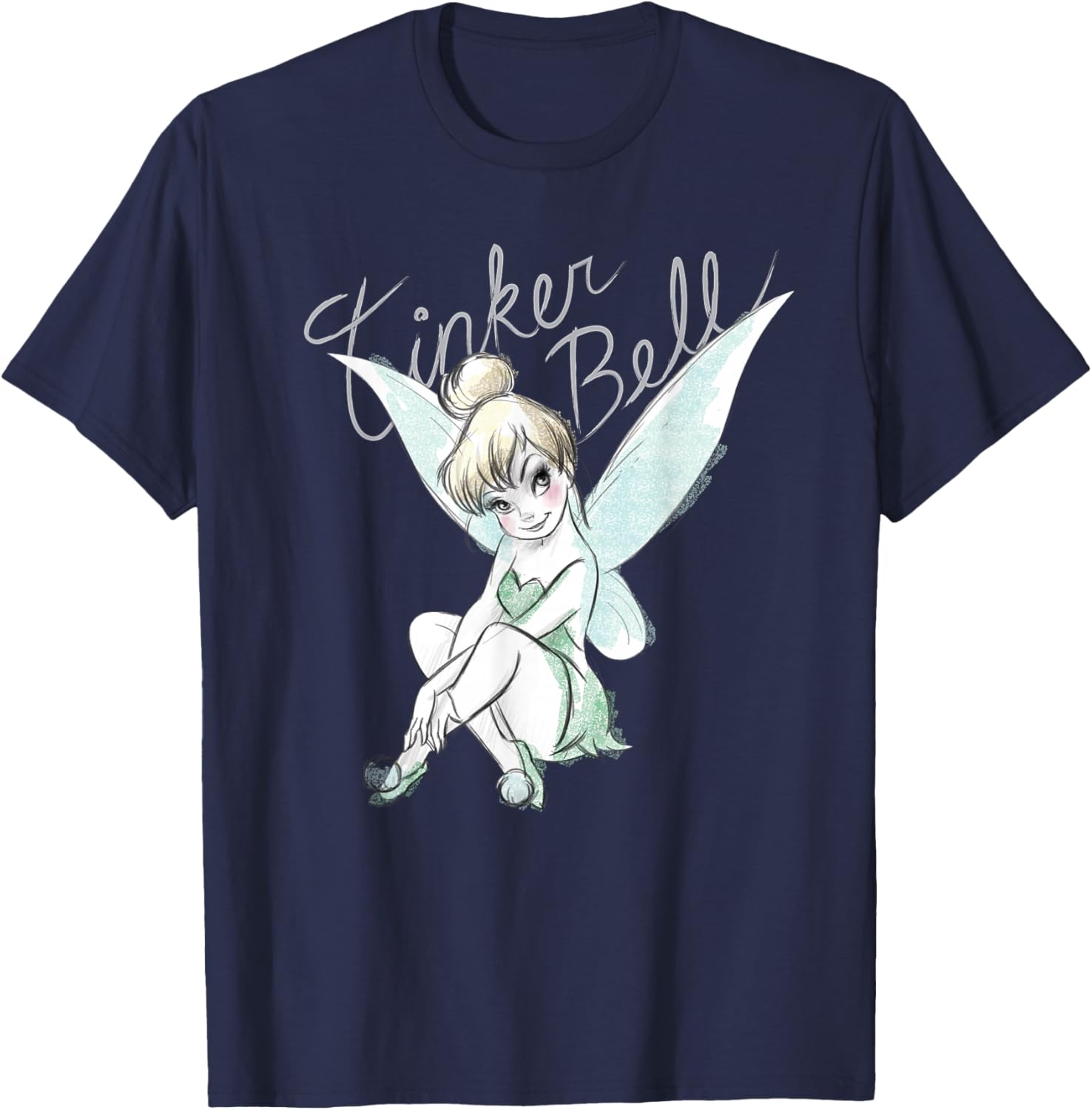 Hot Fashion Disney Tinker Bell Sitting T-Shirt T-Shirt S-4XL Four Seasons S