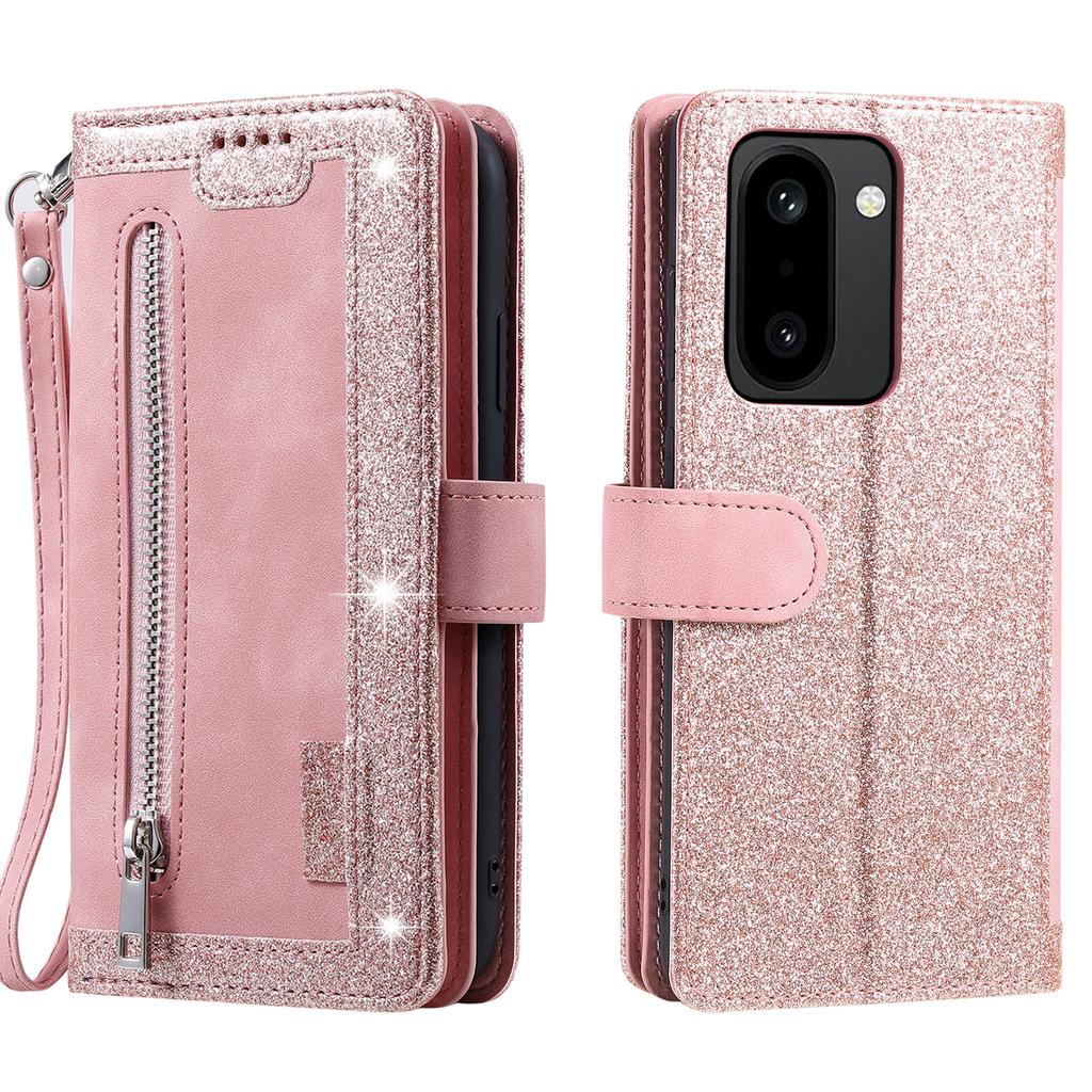 Für OnePlus 15R 5G Hülle 9 Kartenfächer Reißverschluss Geldbörse PU-Leder Handyhülle mit Armband