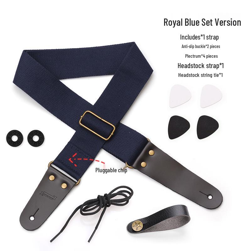 

Versatile Electric/Folk/Acoustic/Bass Guitar Strap with Pick Holder Set Version королевский синий