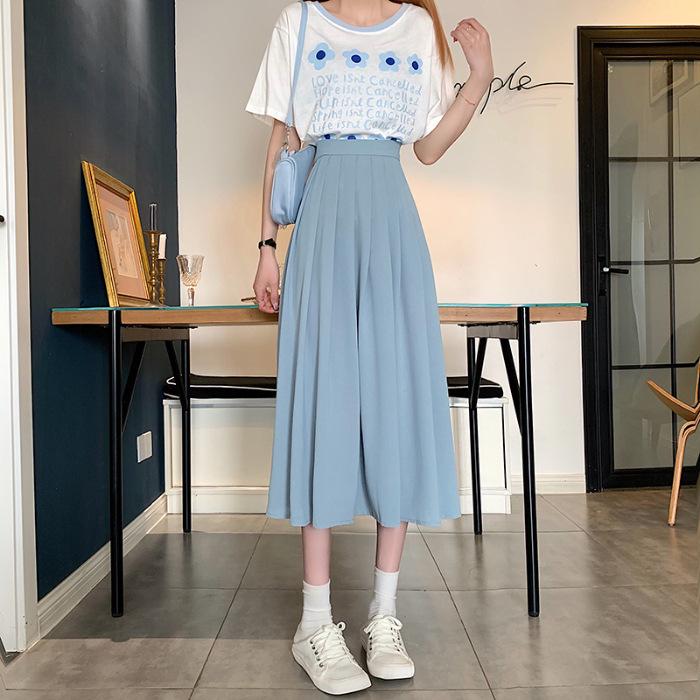 Korean Style High-Waisted A-line Pleated Skirt for Women - Slimming, Versatile, Mid-length (2026 Summer Collection)