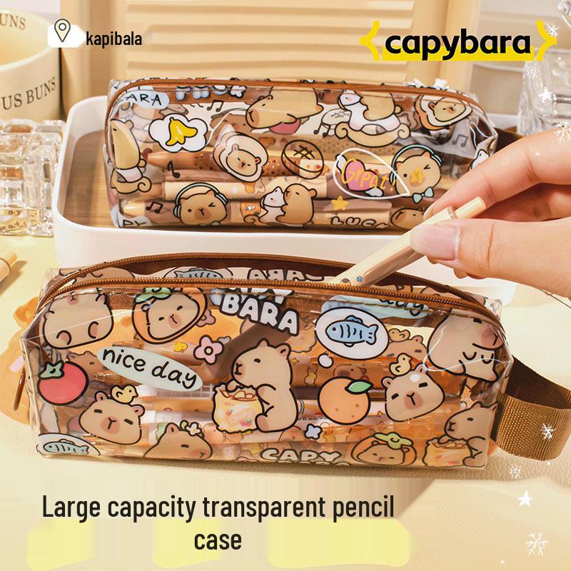 

Xiaomeng Capybara Waterproof Transparent Pencil Case - Large Capacity for Primary Students