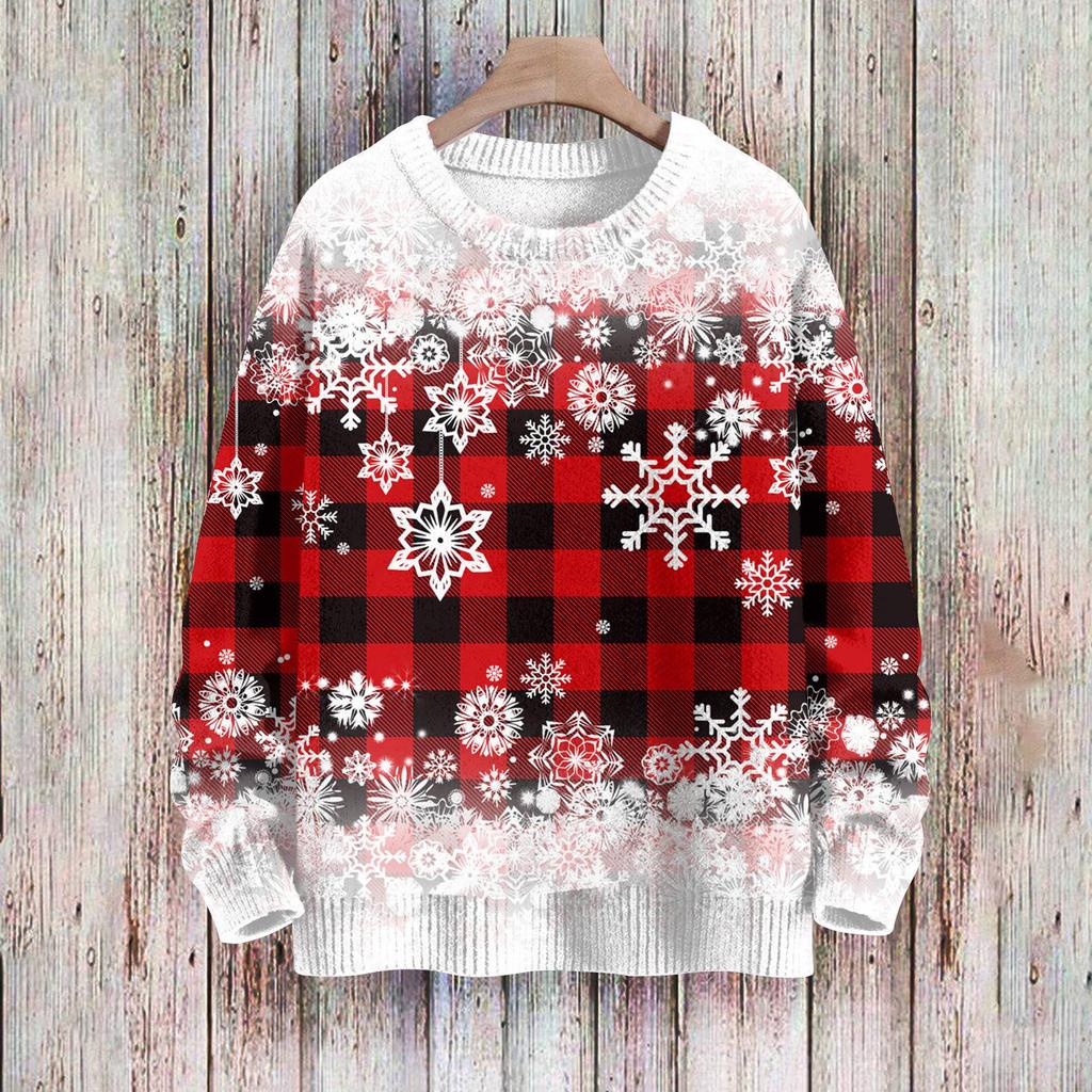 Weihnachts-Sweatshirts für Damen, Strickpullover, süßes Hemd, Herbst, Rundhalsausschnitt, Pullover, Tops