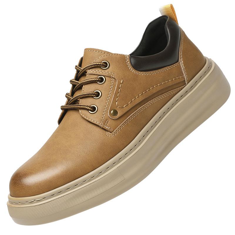 Inner height increase 8cm 2025 new board shoes men's sports and leisure leather shoes men's invisible height increase tooling men's shoes