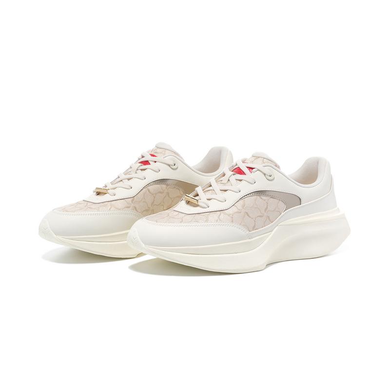 Li-Ning 1990 Xuanji Lightweight High Resilience Shock Absorption Wear-Resistant Low-Top Running Shoes Men sneaker Off-White Gold ALJU001-1