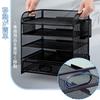 Desktop Storage Rack with File 5 Pen Letter Document Item Supplies Organization JINS&VICO Drawers, Box, Tiers, Holder, Tray, Shelf, Metal, Mesh, Pen,