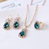 European Trendy Water Drop Jewelry Set: Necklace, Earrings, and Ring for Evening Parties