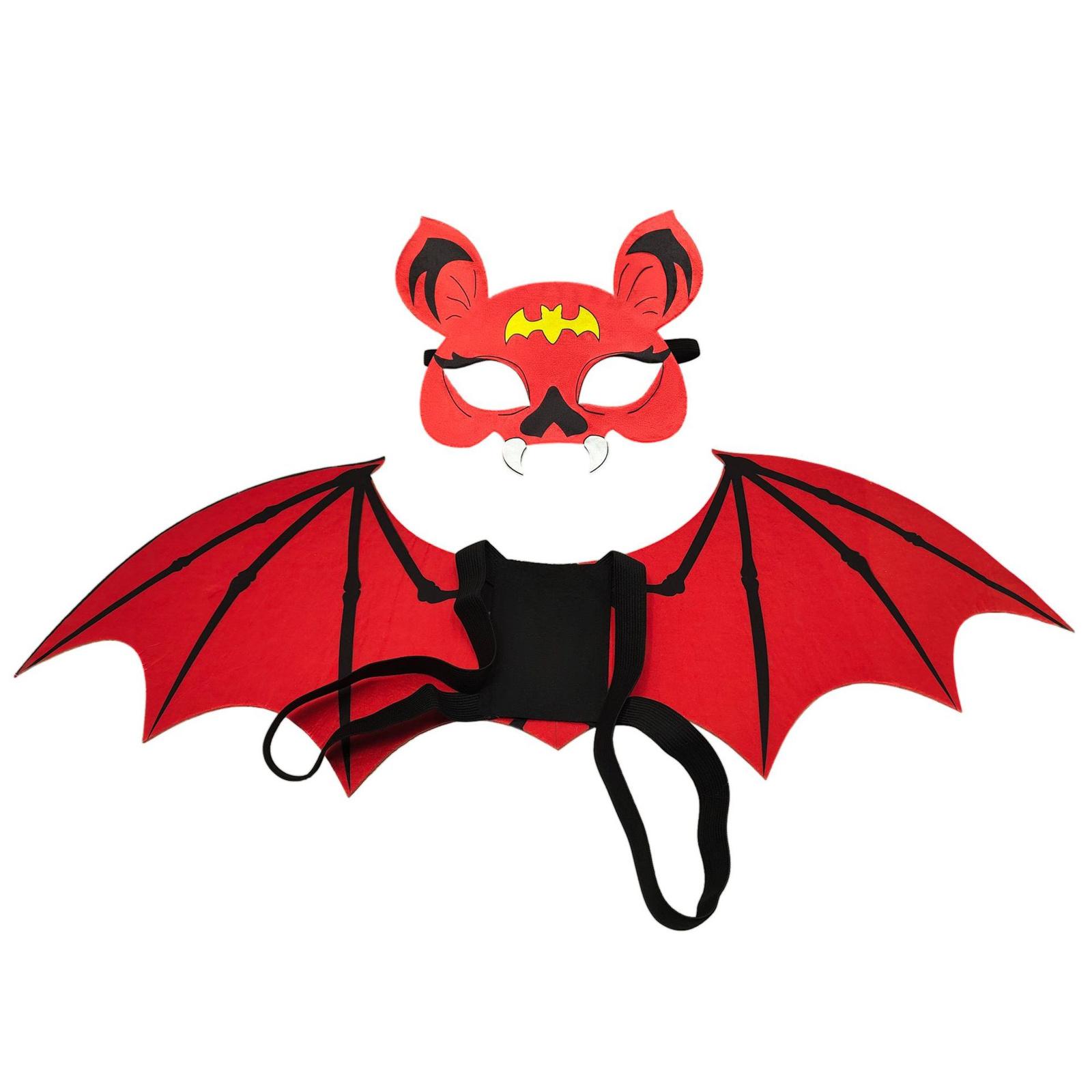 

2 Piece Childrens Felts Bat Wing And Mask Halloween Costume Set Lightweight Breathable Cosplay Accessory For Parties Event B