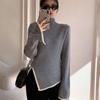 Autumn Elegant Sweater Women Korean Old Money Style Slim Contrast Color Jumper Autumn Winter Casual Knitwear Tops