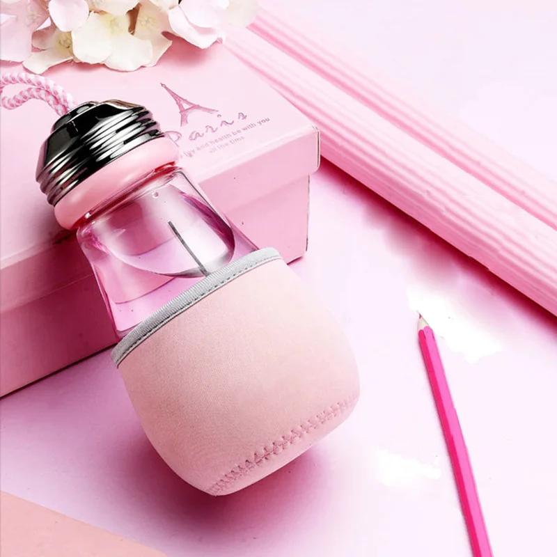 

Creative Light Bulb Bottle,Beverage Milky Tea Fruit Juice Drink Bottle With Lid Terrarium for Home Shop Tea Lamp Bulb Bottle 1pcs рожевий