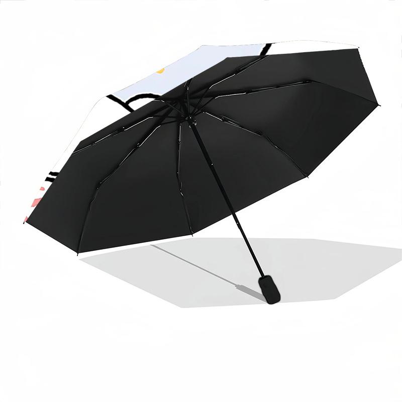 1pc Sanrio Characters Automatic Opening/Closing Umbrella with Cute Star and Heart Print - Portable Three-Fold Design, 8-Bone Iron Frame Outdoor Umbrel