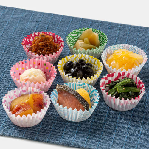 Alutem Side Dish Cups, Lunch Box Cups, No. 8, Deep, Japanese-Style Pattern, 96 Cups, 8 Patterns X 12 Count, Microwave Safe, Made In Japan