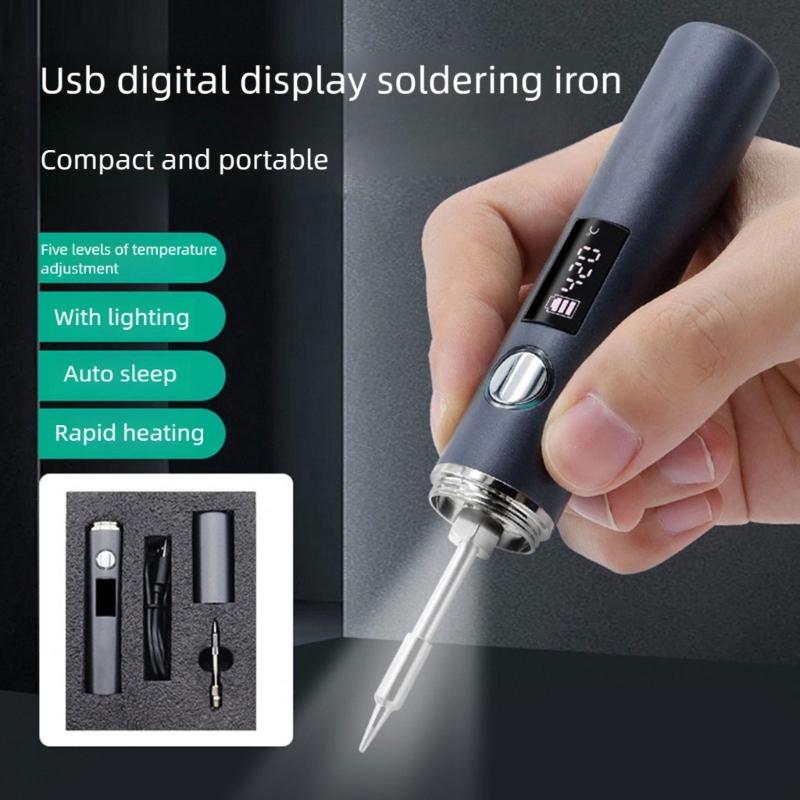 Portable USB Powered Soldering Iron Set With Temperature Display And Interchangeable Head For Electronics Maintenance