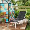 Reclining Outdoor Garden Lounger with Wheels Backrest Adjustable In 5 Positions and Steel Frame 166x60x84 Cm Grey