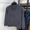 Men Coat Stand-Up Collar Long Sleeve Zipper Closure Polar Fleece Jacket