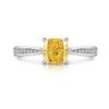 925 Sterling Silver Exquisite Elegant Small Square Zircon Sparkling Ice Flower Cut Ring, Birthday Party Anniversary Gift