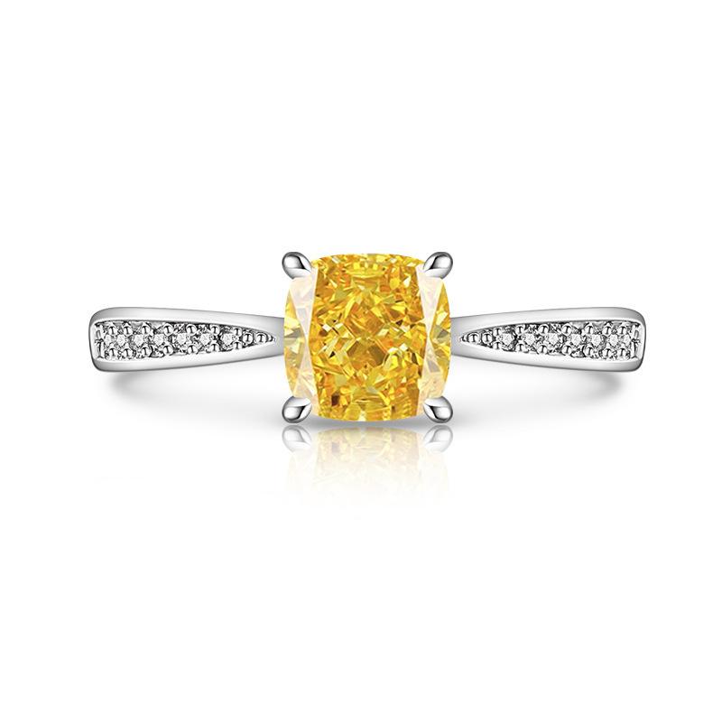 925 Sterling Silver Exquisite Elegant Small Square Zircon Sparkling Ice Flower Cut Ring, Birthday Party Anniversary Gift