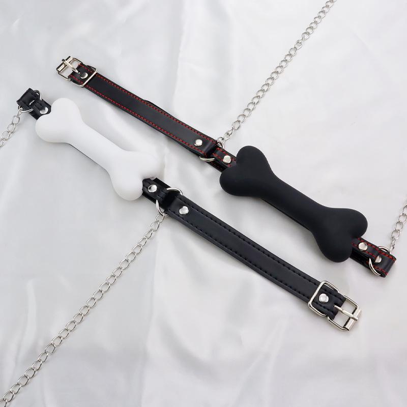 Adult Bone Gag with Chain and Nipple Clamps