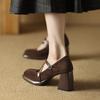 Fashion High Heels Women Chunky Shoes Retro Buckle Heeled Shoes 2025 New Designer Autumn Fashion Pumps Dress Party Zapatillas De Mujer