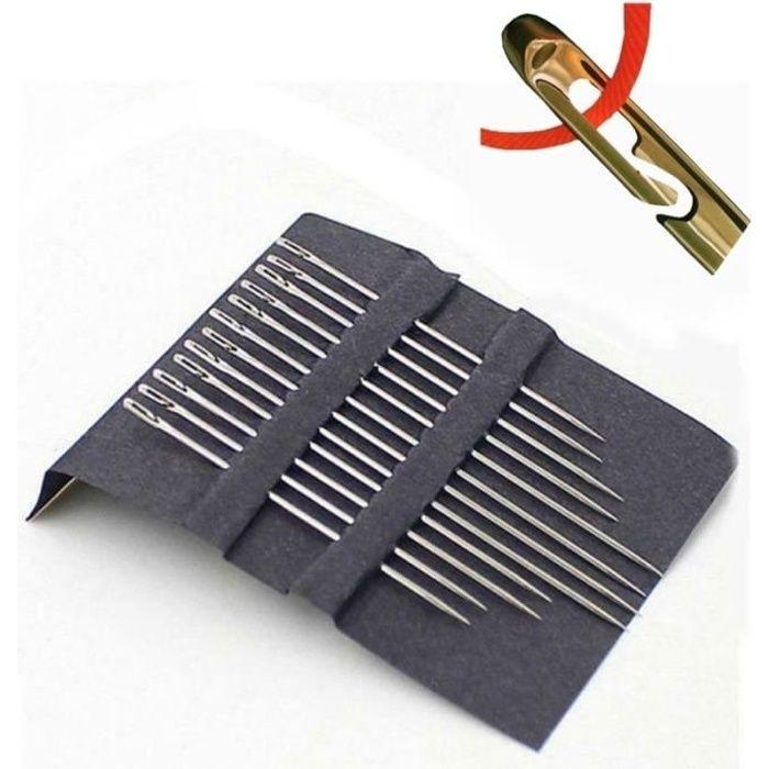 Aiguille à coudre - aiguille de réparation Argent 12 PCS Une Seconde Auto Facile Enfilage Aiguilles À Main Aiguilles À Coudre