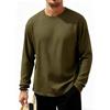 Men Waffle Knit Long Sleeve Crew Neck Casual T-Shirt