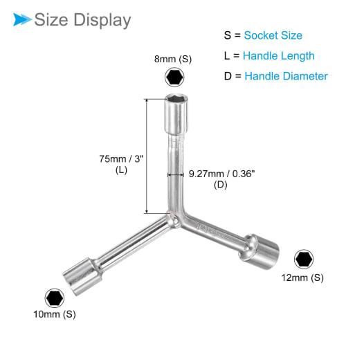 CoCud Y-Type 3-Way Socket Wrench, 8mm, 10mm, 12mm Length, CR-V Y-Type Hex Spanner Repair Tool (Application: Bicycle Maintenance and Repair), 1 Piece