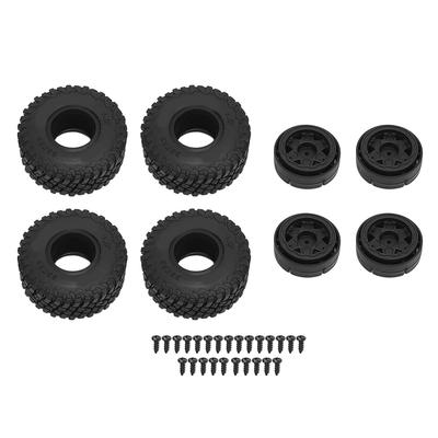 RC Car Wheel Rim and Tire Sturdy Lightweight RC Plastic Wheel Rims with Tires Set for Axial SCX24