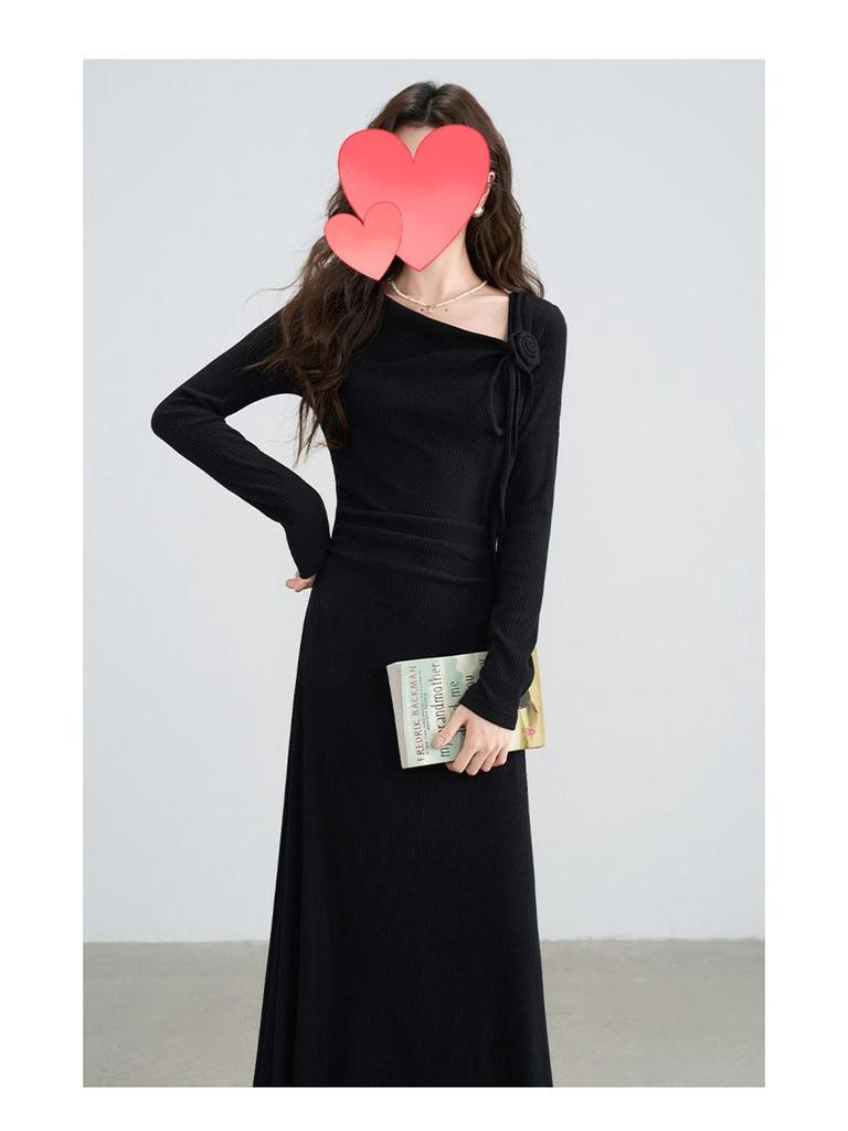 2025 French High-End Red Early Autumn Plus Size Slimming Women's Dress