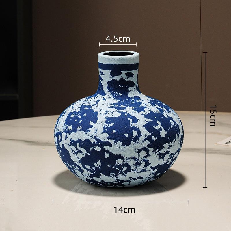 Blue and White Porcelain Vase Retro Chinese-style Ceramic Vase Flowerpot Floral Arrangement Terrarium Home Decoration