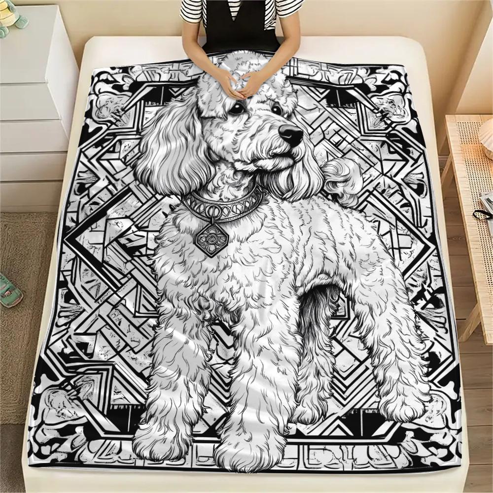 

Black and White Dogs Print Flannel Blanket, High quality Comfortable for All Seasons, Home Decor, Warmth and Comfort 80cm x 120cm