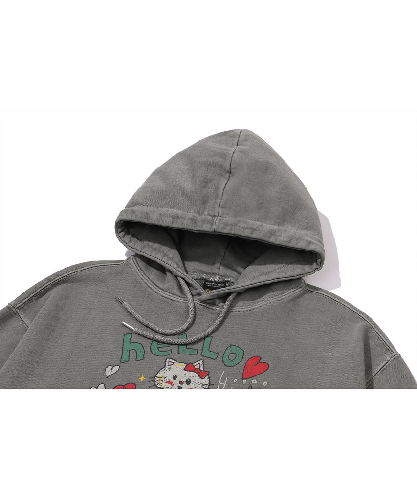 HELLOW Flower Pigment Hoodie Dark Gray