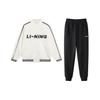 Li Ning Sport Fashion Series Color Baseball Collar Jacket Plain Loose Cuffed Knitted Sports Pants Casual Sports Suit Unisex Suit YWDT355-1+AKLT809-1