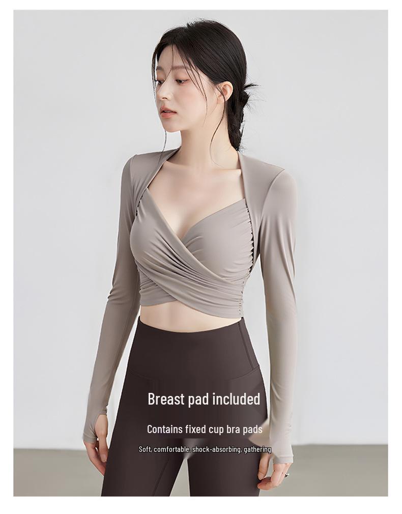 Autumn Yoga Set: Chest-Padded, Tight-Fit, Slimming, Long-Sleeve Training Top for Running & Sports