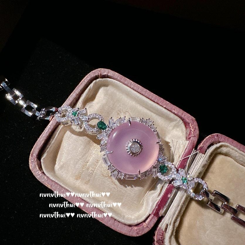 Emperor Pink And Purple Chalcedony Safety Buckle Necklace, Water Spirit, High Ice Powder Chalcedony Engraved Zircon Bracelet.