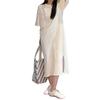 Women's Short Sleeve Midi Dress Summer Casual Round Neck Shirt Dress Loose Beach Shift
