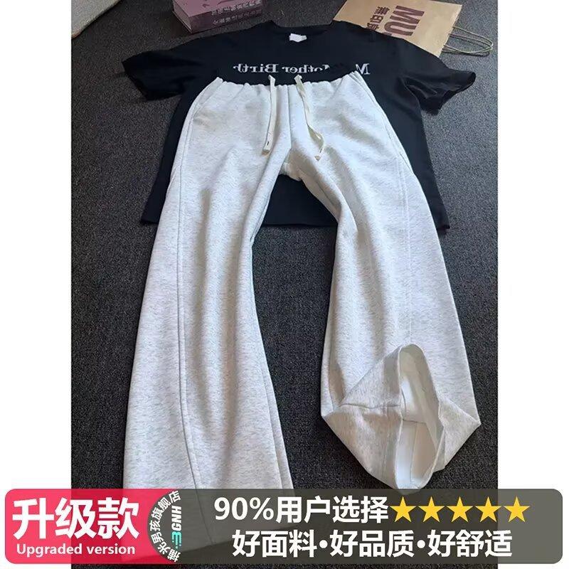 

White Gray Miter Cutter Pants Men s Lazy and Relaxed American Sweatpants Loose Straight Casual Trousers M