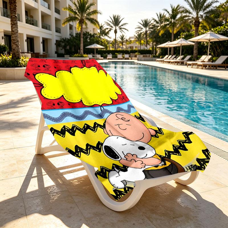 Snoopy Print Beach Towel Design, Soft, Lightweight. for Home Bathroom, Spa, Pool, Yoga, Surfing, Camping, Gift for Family, Friend
