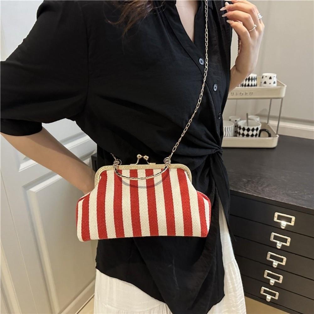Sacs à bandoulière minimalistes à fermoir baiser Chaîne coquille couleur contrastante Sacs à main Pour femmes