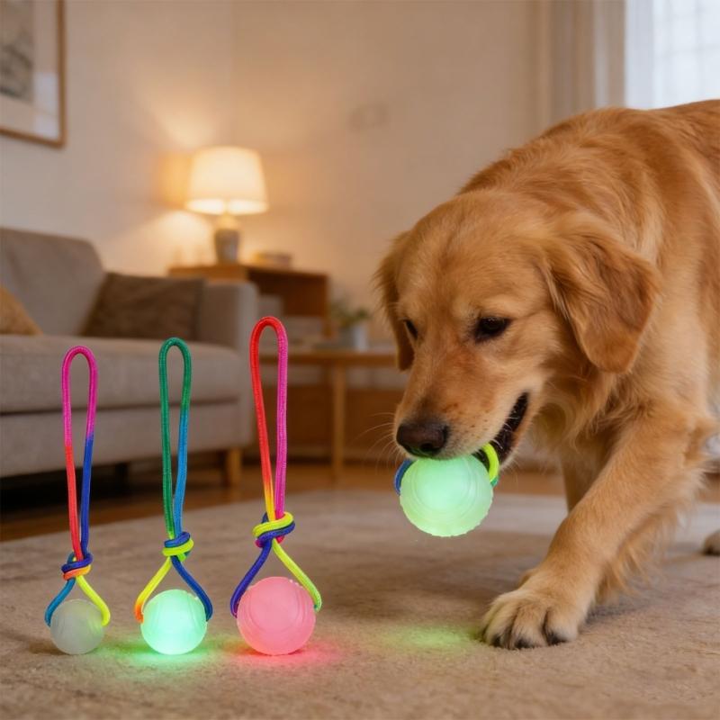 Interactively Pet Ball Flashing Rolling Jumping Waterproof Dog Chew Toy Ball for Aggressive Chewers
