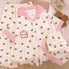 French Mary Cat Cloud Cotton Pajamas Women'S Summer Bow Short Sleeve Loungewear Three-Piece Set