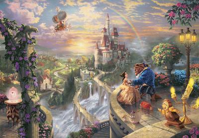 Tenyo In 1000 Piece Jigsaw Puzzle Disney Thomas Kinkade Beauty and the Beast Beauty and the Beast Falling In Love Canvas Style Special Art Collection