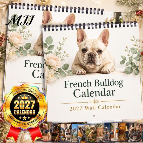 Bulldog Theme Planner 2027 French Bulldogs Wall Calendar, Jan.2027 - Dec.2027 12 Monthly Planner, Cute Academic Year Organizer Dogs Hanging