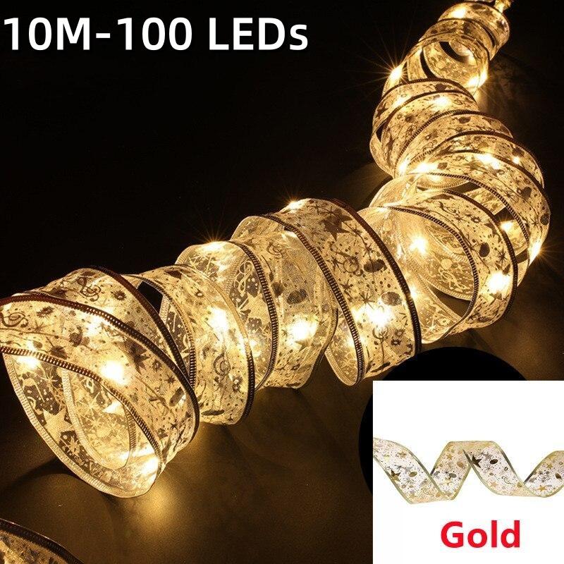 

Светодиодные сказочные ленты, рождественские украшения, елочные украшения, бантики, гирлянды, Navidad Natal, домашний декор 10M-100 LEDs