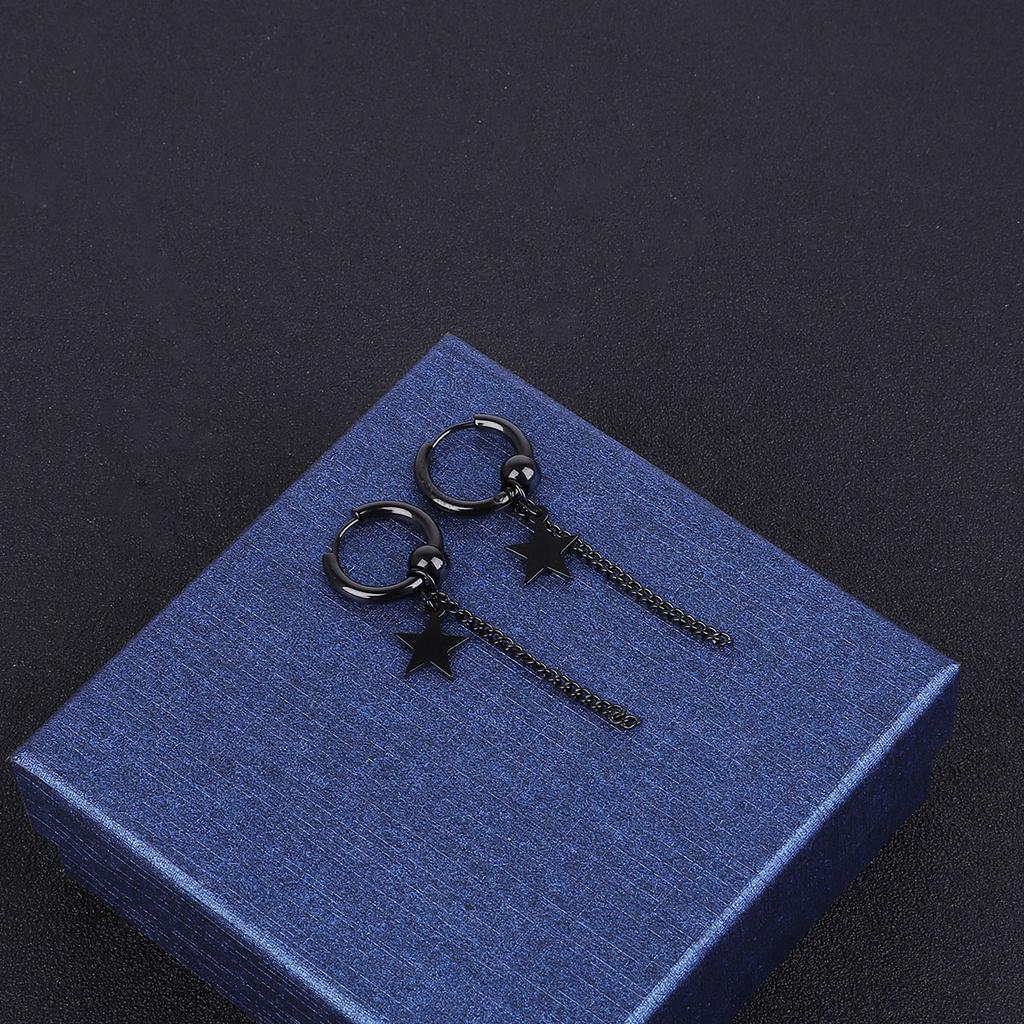 Titanium Steel Earrings Men Temperament Trendy Earrings Korean Women Long Tassel Chain Earrings